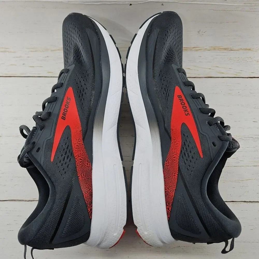 Brooks Trace 3 Running‎ Shoes Ebony Gray Red Mens Size 11 D Athletic Sneakers